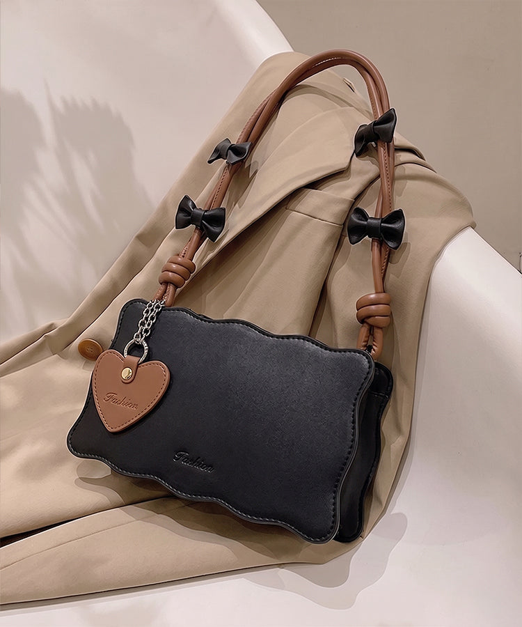 Heart Handbag Black (Brown Strap, High Quality)