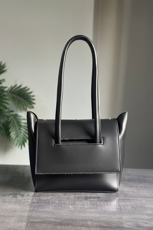 Two Style Canvas Shoulder bag - Black