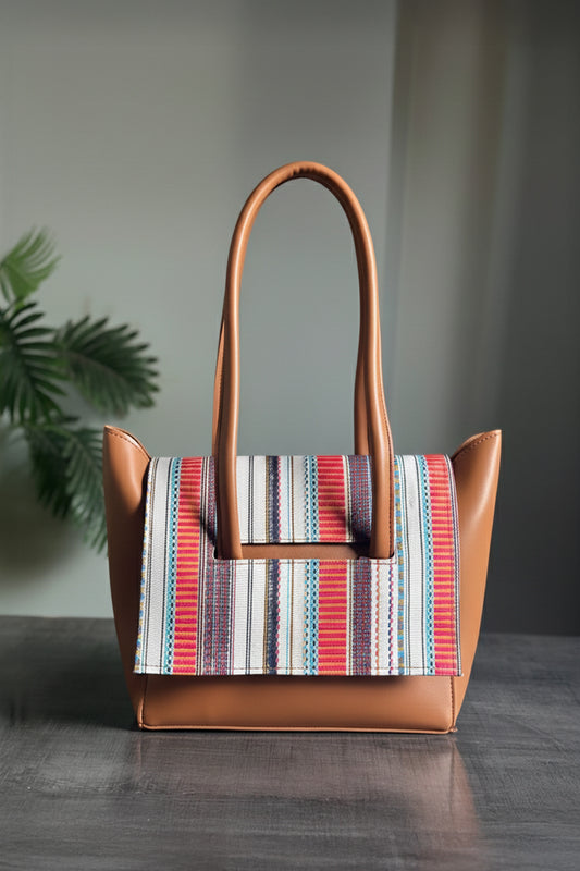 Two Style Canvas Shoulder bag - Brown