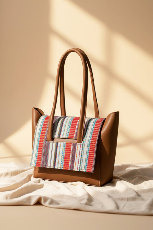 Two Style Canvas Shoulder bag - Brown