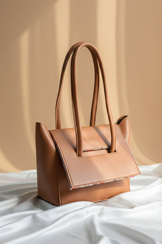 Two Style Canvas Shoulder bag - Brown