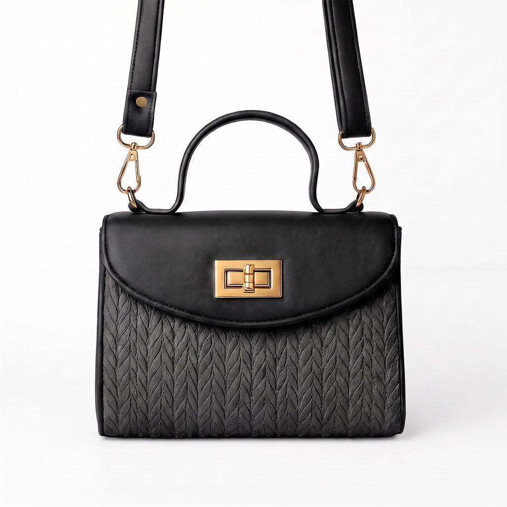 Glam Fold Handbag - Black