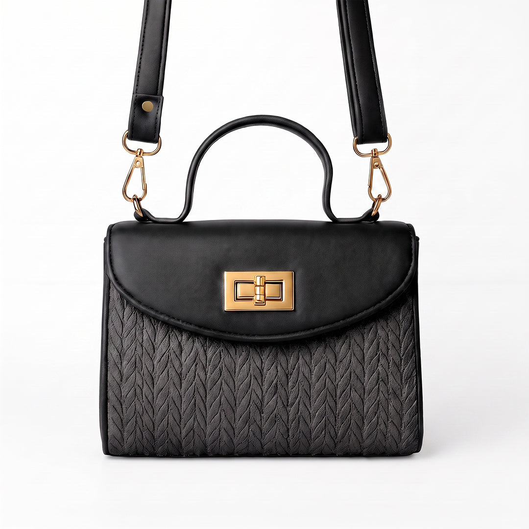 Glam Fold Handbag - Black