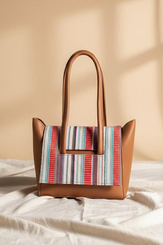 Two Style Canvas Shoulder bag - Brown