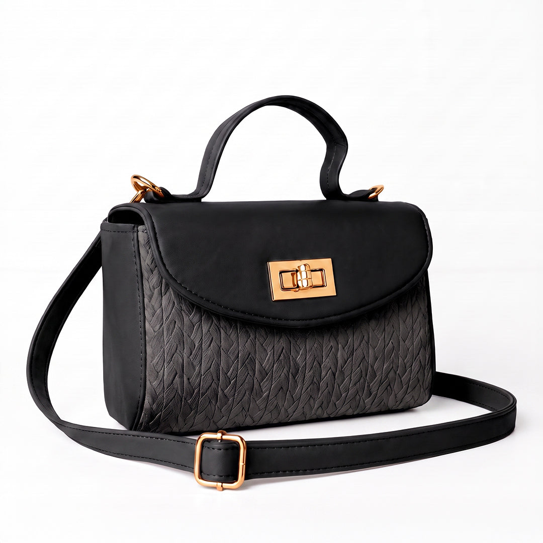 Glam Fold Handbag - Black