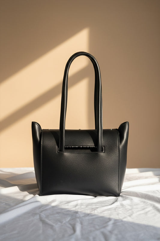 Two Style Canvas Shoulder bag - Black