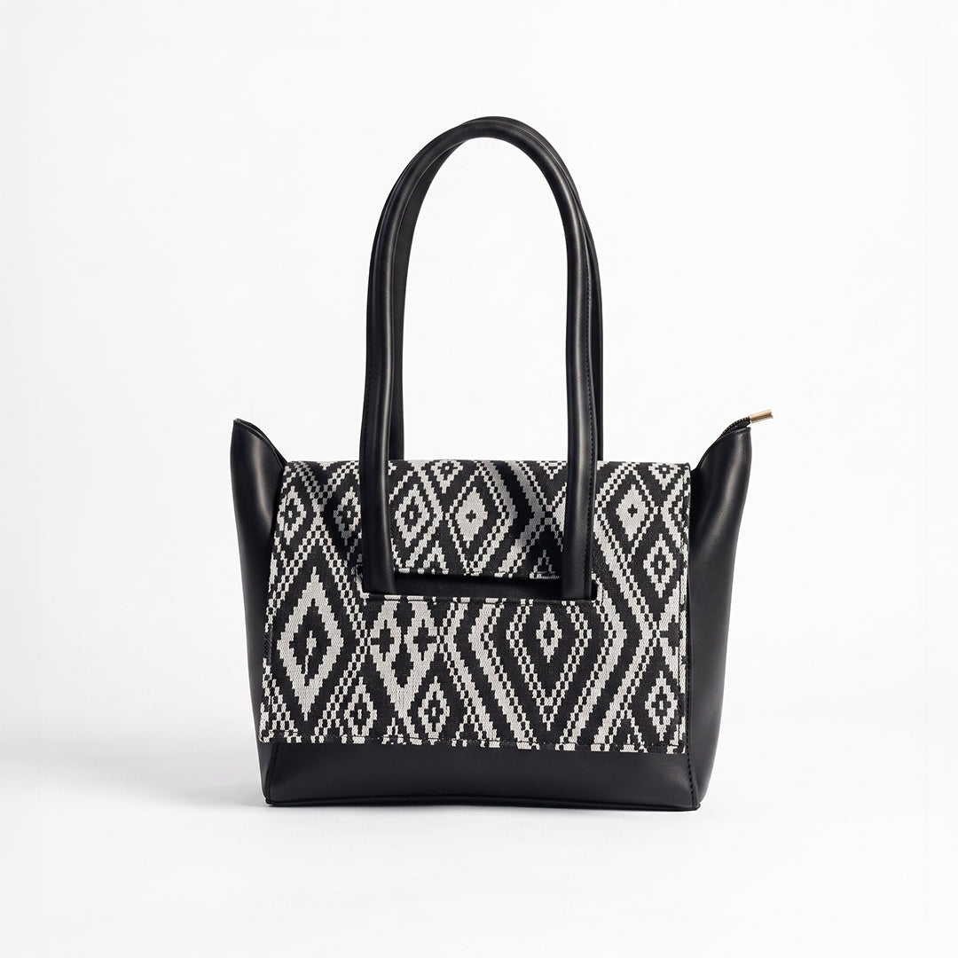 Two Style Canvas Shoulder bag - Black