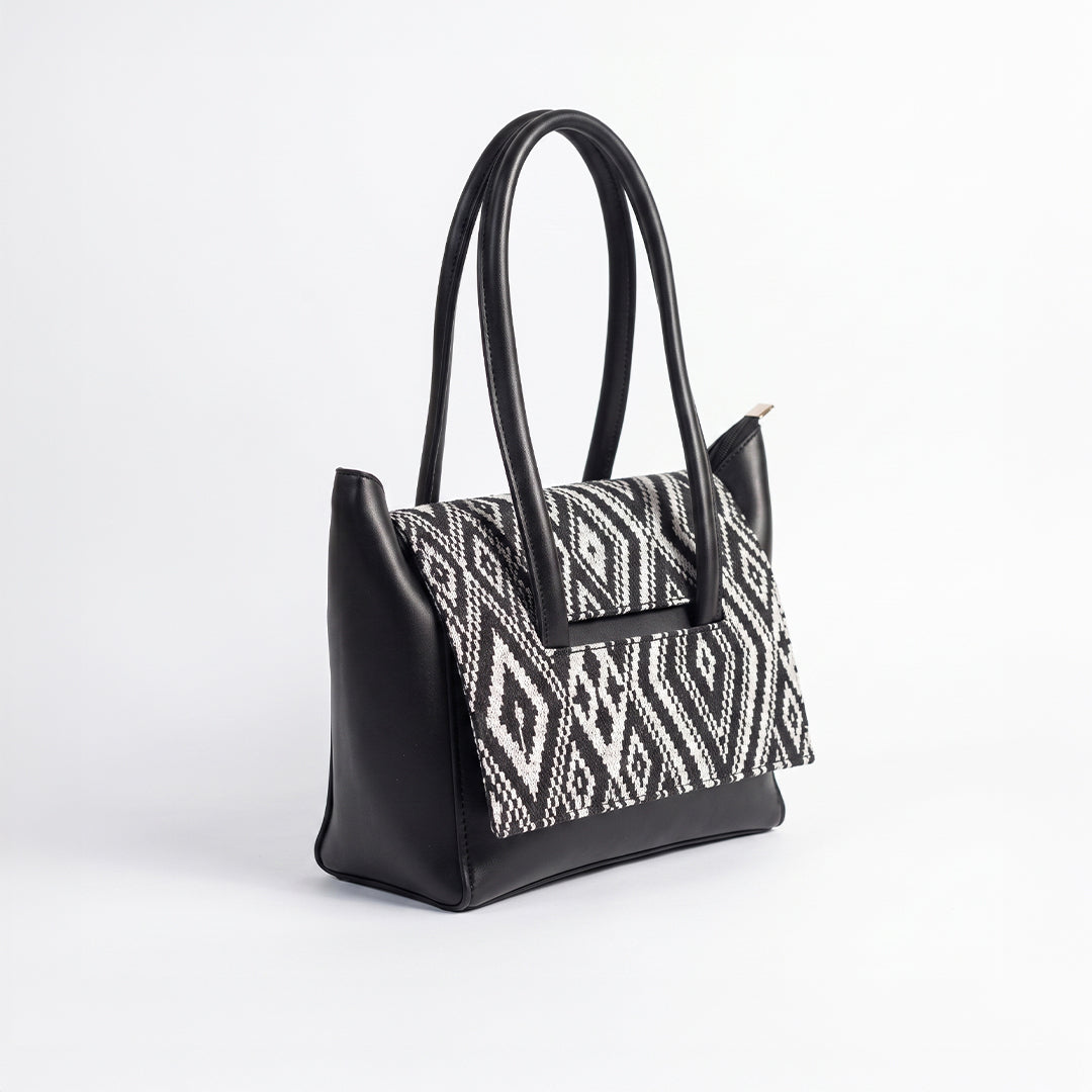 Two Style Canvas Shoulder bag - Black