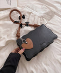 Heart Handbag Black (Brown Strap, High Quality)