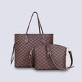 Checkered Tote - Brown