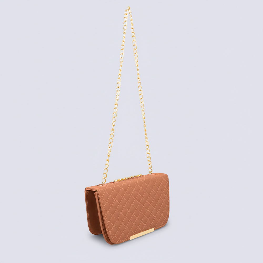Nova Quilted Charm Shoulder bag - Brown