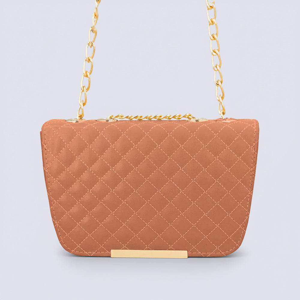 Nova Quilted Charm Shoulder bag - Brown