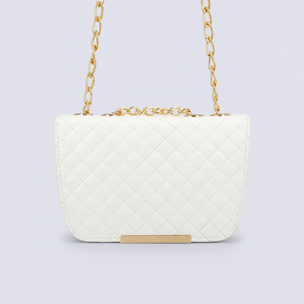 Nova Quilted Charm Shoulder bag - White