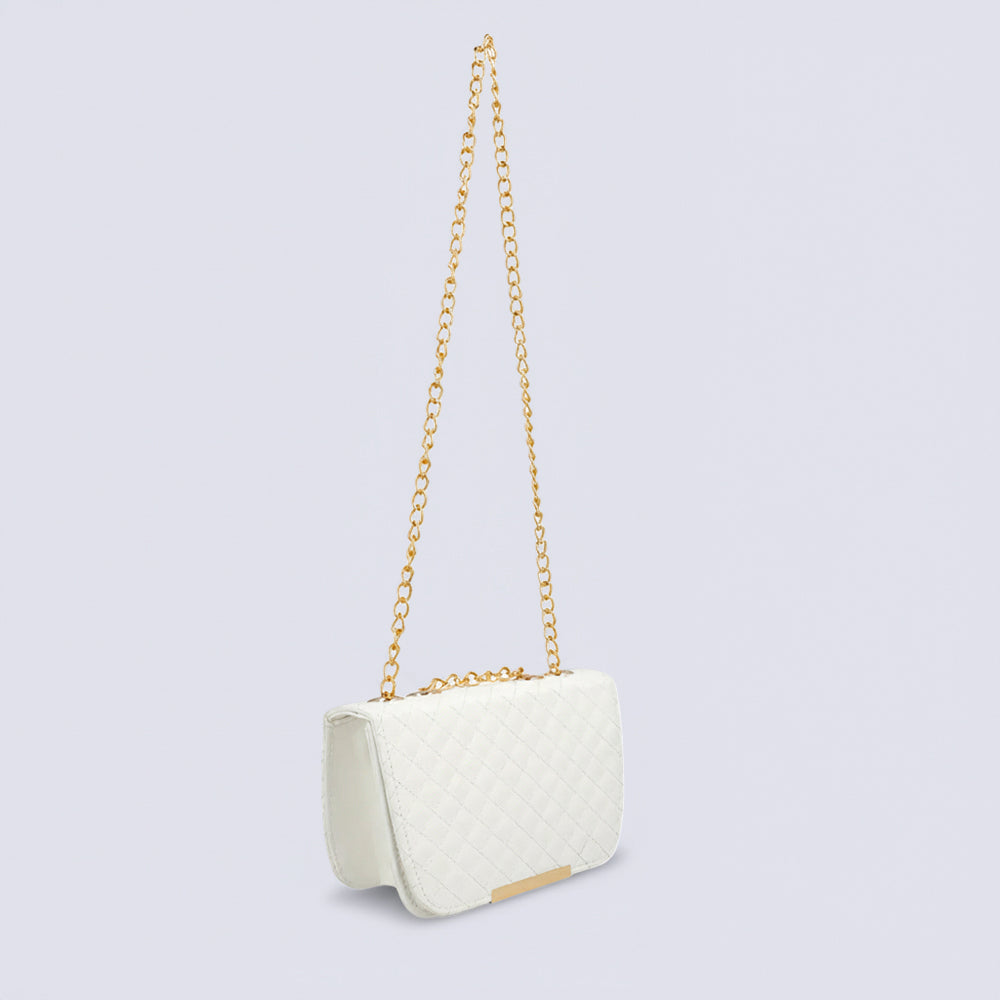 Nova Quilted Charm Shoulder bag - White