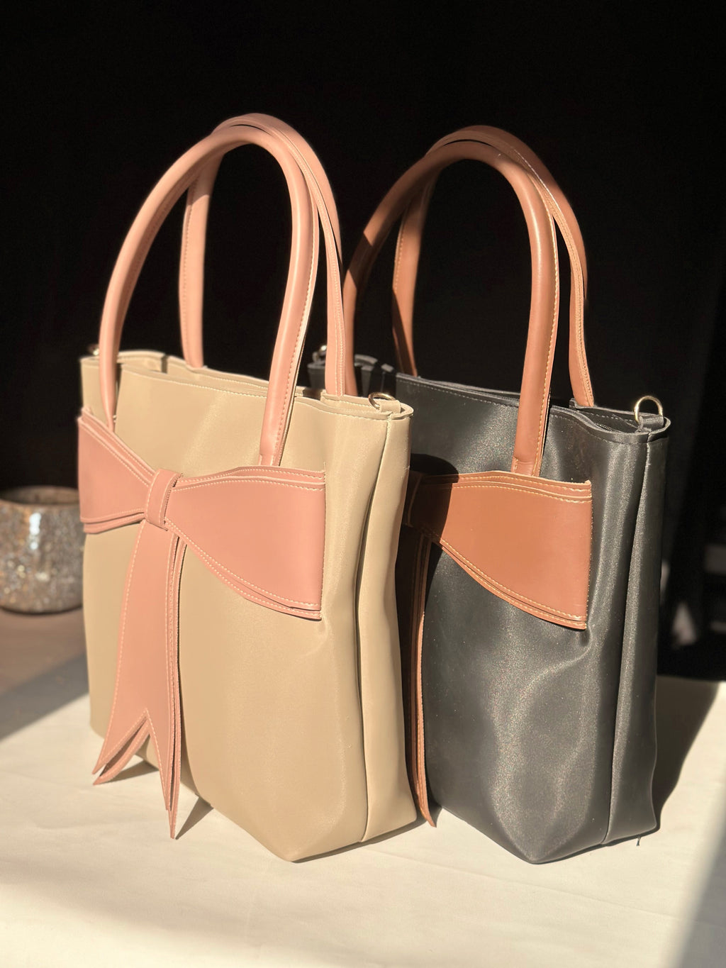 Classic Bow Tote - Beige