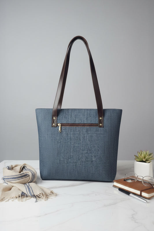 Classic Jute Tote - Denim Blue