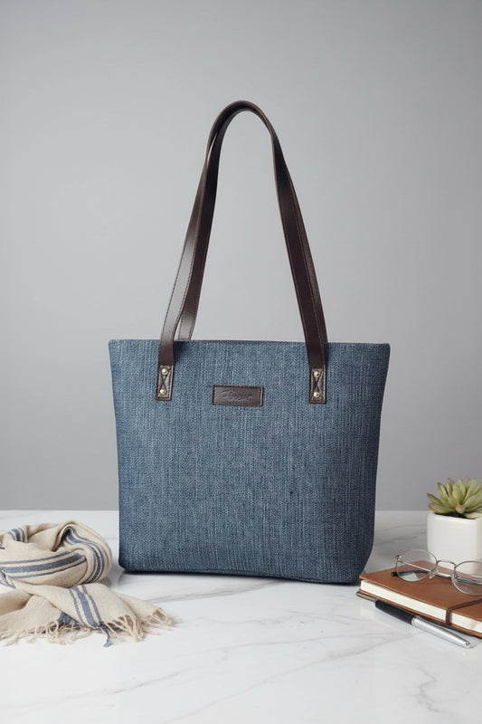 Classic Jute Tote - Denim Blue