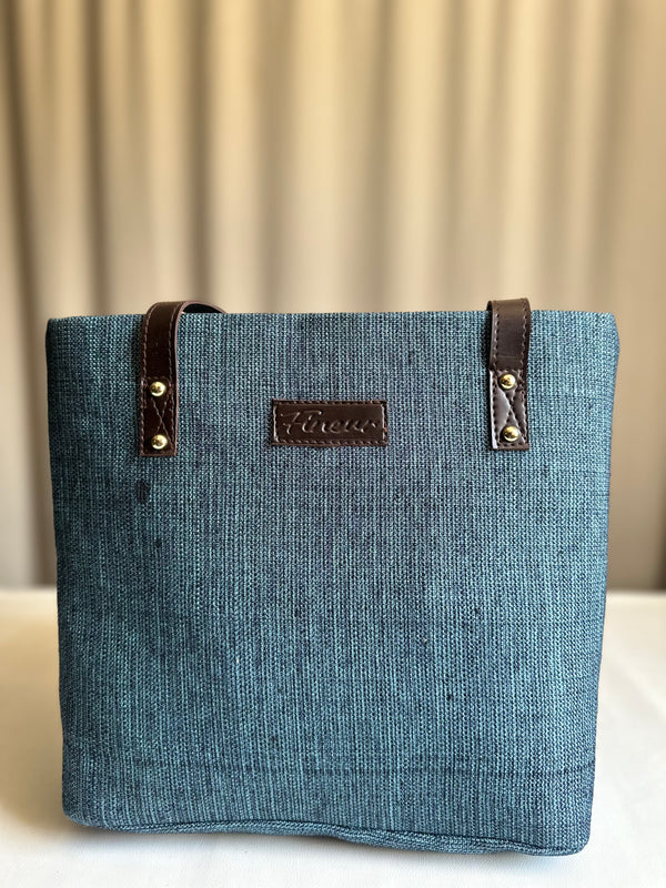 Classic Jute Tote - Denim Blue