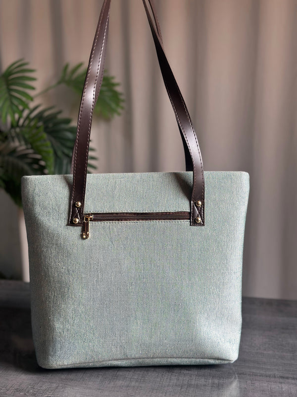 Classic Jute Tote - Sage Green