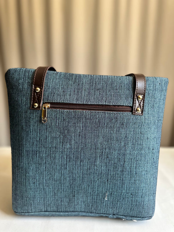 Classic Jute Tote - Denim Blue