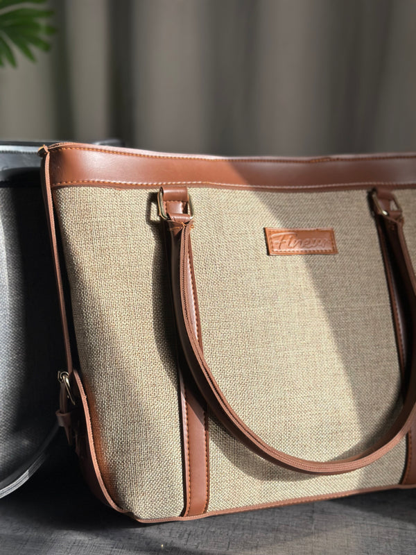 Strap Jute Tote - Brown